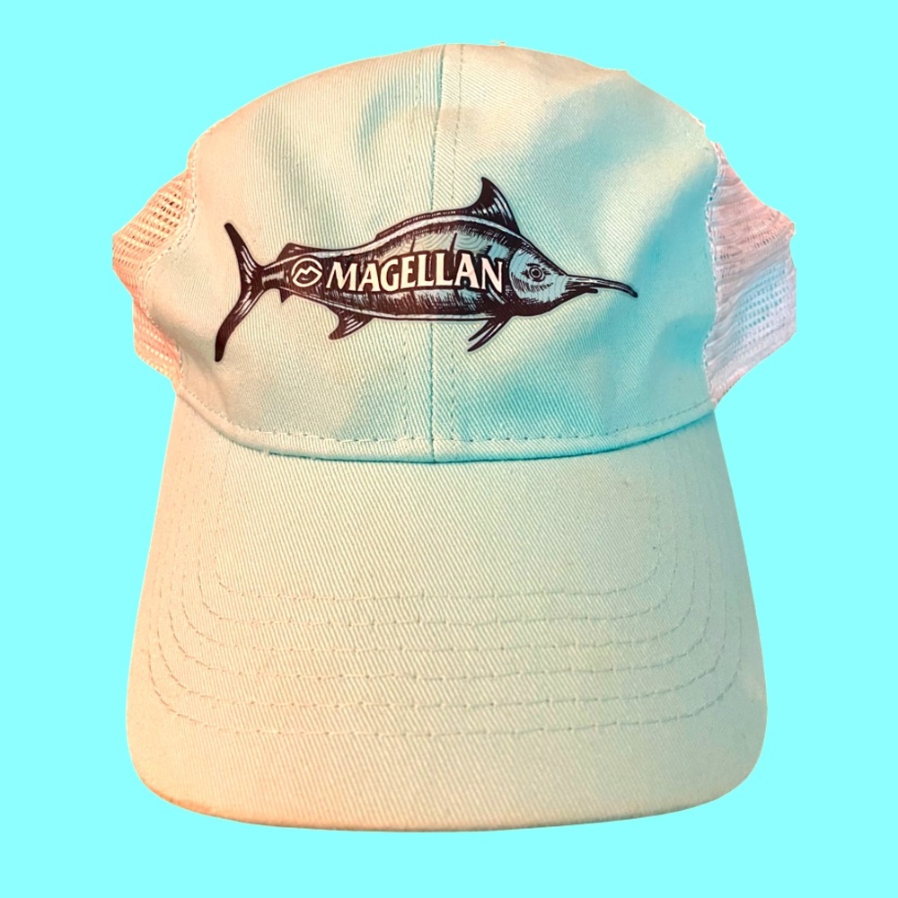 MAGELLAN FISHERMAN’S HAT MINT GREEN AND WHITE MESH SNAPBACK